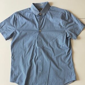 Express Blue Geometric Short Sleeve Shirt